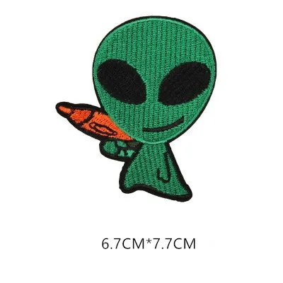 1pcs Space Universe UFO parches Embroidered Iron on Patches for Clothing DIY Motif Stripes Clothes Stickers The aliens Badges - Цвет: YXX-41