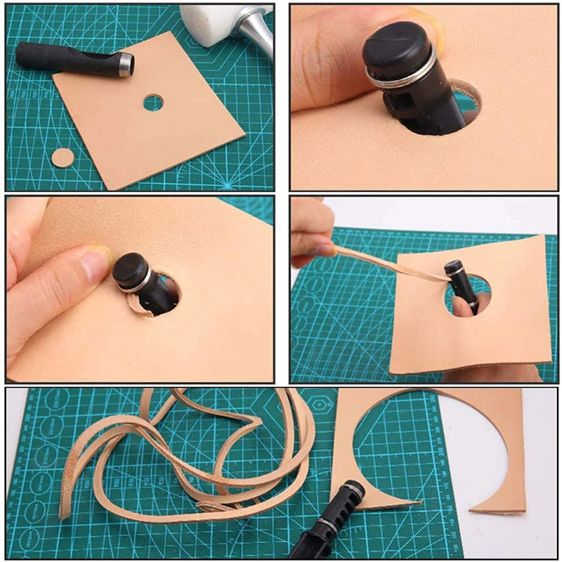 LMDZ Leather Cord Knife Hand Rotary Cutting Wire Cutter Leathercraft Tool Cord Knife with 3 Blade Leather Cutting-5