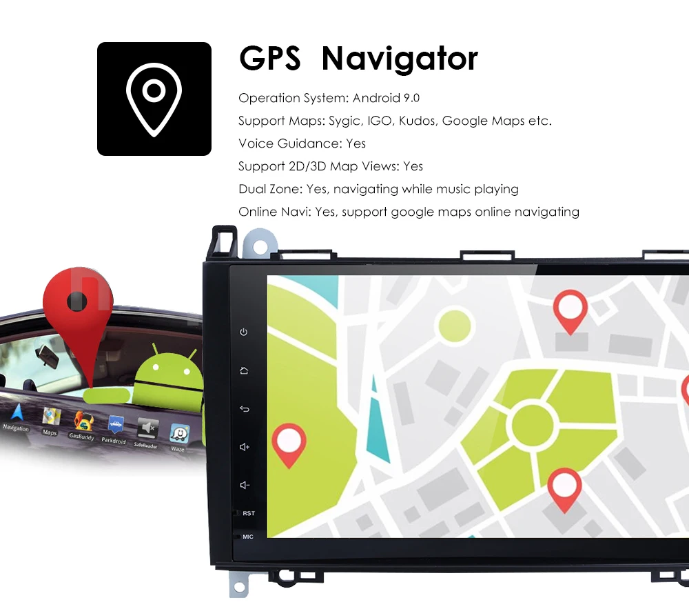 Flash Deal Android 9.0 4G+64G Car AutoRadio Navi For Mercedes Benz Sprinter B200 W209 W169 W169 B-class W245 B170 Vito W639 Car GPS player 13