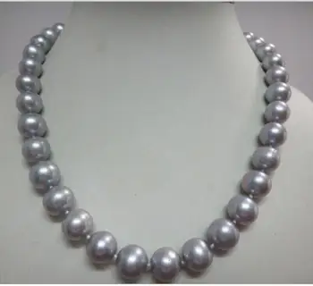 

Free Shipping 925silver White clasp GORGEOUS 10-11 MM NATURAL TAHITIAN GRAY PEARL NECKLACE 18''