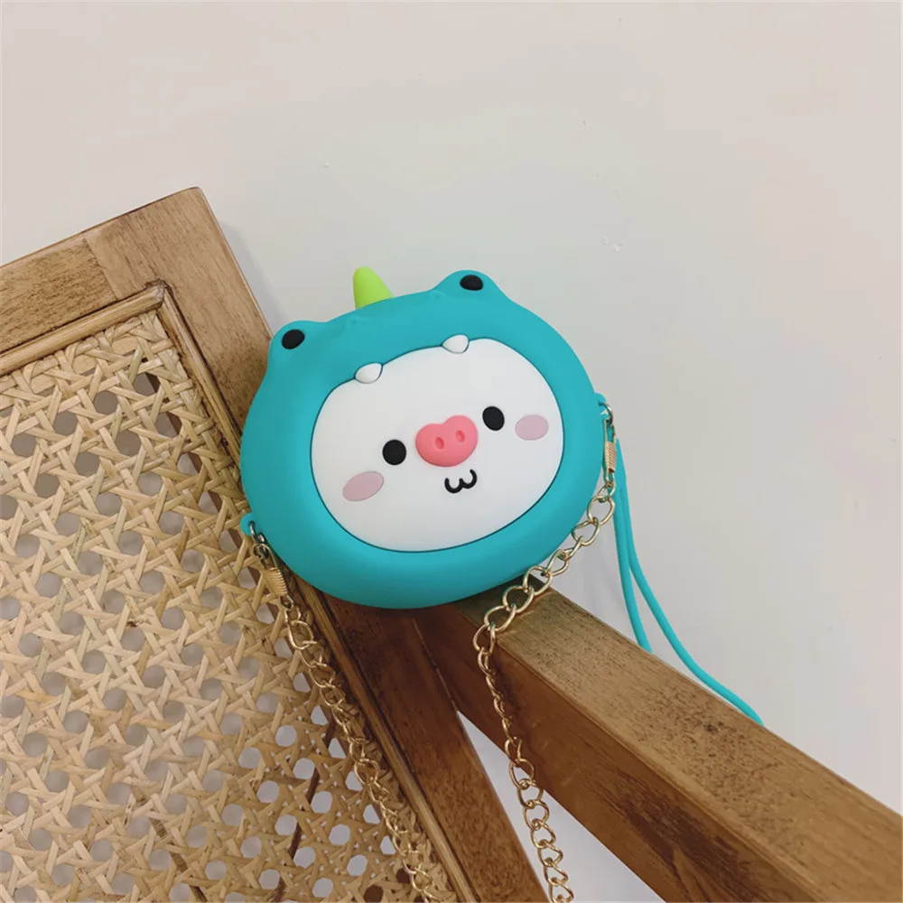 106062 Q UNCLE Cartoon Wallet Silicone Round Collection Bag Korean Version of Children's Bag Kawaii Mini Pouch Chain Zipper Coin Purse - Цвет: 106062