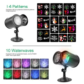 

Ocean Christmas Projector Lights No Slides 2-in-1 Moving Patterns LED Landscape Holiday Night Lantern for Party Yard Garden