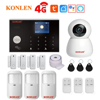 

Tuya WIFI Smart 3G 4G GSM Alarm System Home Security Wireless Wired with Google Alexa IP Camera for House Burglar Anti Thief