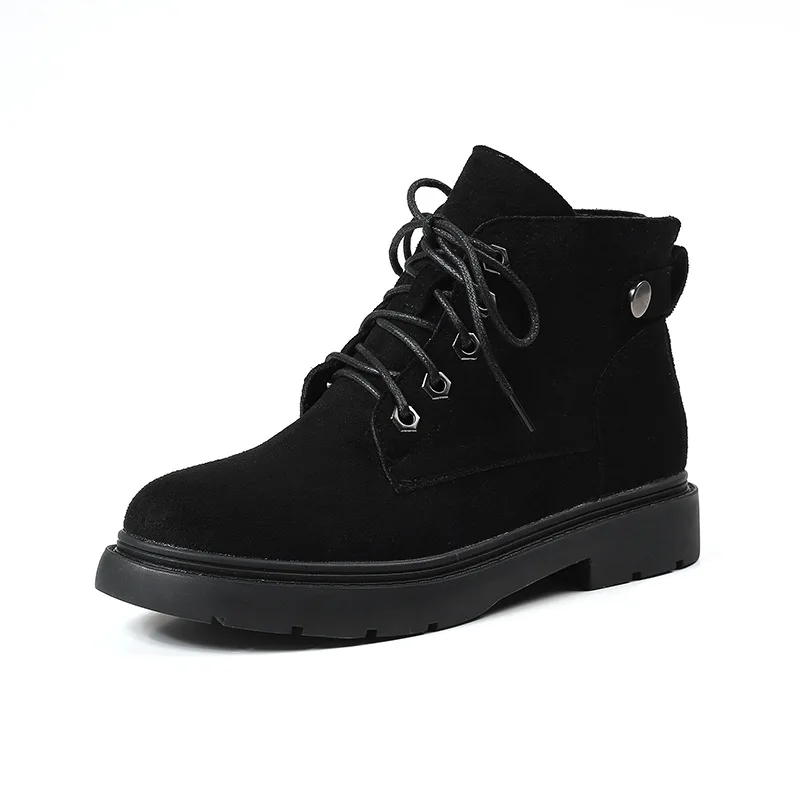 

377-9 Boots Women's 2019 Autumn And Winter New Style Versatile Flat Short Boots Thick Bottomed Chunky-Heel Martin Boots INS