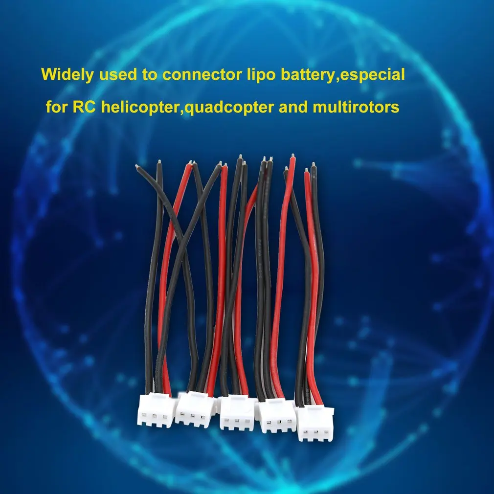 5Pcs Silicone Soft Line 100Mm Rc Drone Lipo Battery Balance Charger 2S 3S 4S 5S 6S 22Awg Cable For Lipo Battery