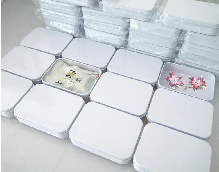 

200Pcs/Lot Free DHL/Fedex Shipping 110*80*25mm Rectangle white tea tin box mint pill candy jewelry storage box