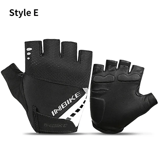 Style E-white INBIKE полупальчиковые летние велосипедные перчатки MTB дышащие велосипедные перчатки мужские и женские фитнес-велосипед перчатки анти-шок спортивные перчатки - Цвет: Style E-white