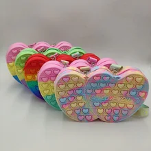 

New Push Bubble Fidget Sensory Toy Love Heart Bags Puzzle Decompression Toy Finger Music Silicon Bag Shoulder Bag Handbag