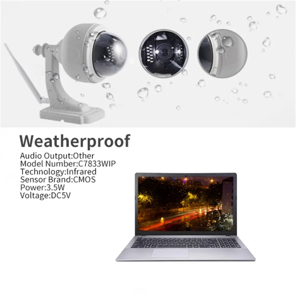 WiFi 1MP HD 720P прочная IP камера P2P Plug and Play открытый купол PTZ беспроводная камера безопасности с панорамированием/наклоном IR Cut