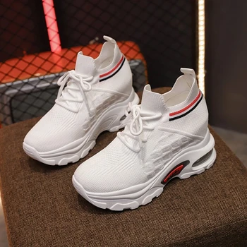

2020 Autumn Women Wedges Sneakers Chunky Platform Fashion 8cm Height Increasing Casual Shoes Tenis Female Woman Vulcanized Shoes
