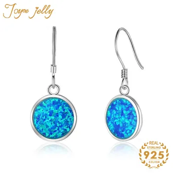 

JoyceJelly 925 Silver Trendy Women Drop Earrings Round Design Fine Wedding Jewelry Aquamarine Gemstone Party Gifts Wholesale
