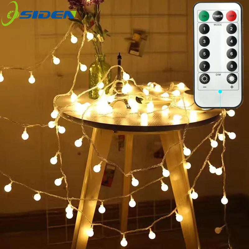 

Ball LED String Light remote control warm white Chain Fairy Light Holiday Christmas Wedding Outdoor Decor Battery Operated 3m 5m