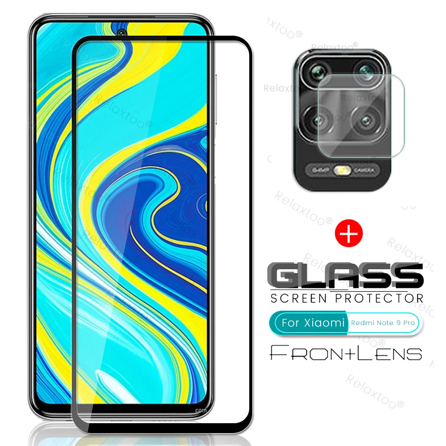 

2-in-1 redmi notes 9s glass protective camera glasses for xiaomi redmi note 9 pro max 9 s 6.67'' full glue screen protetor films