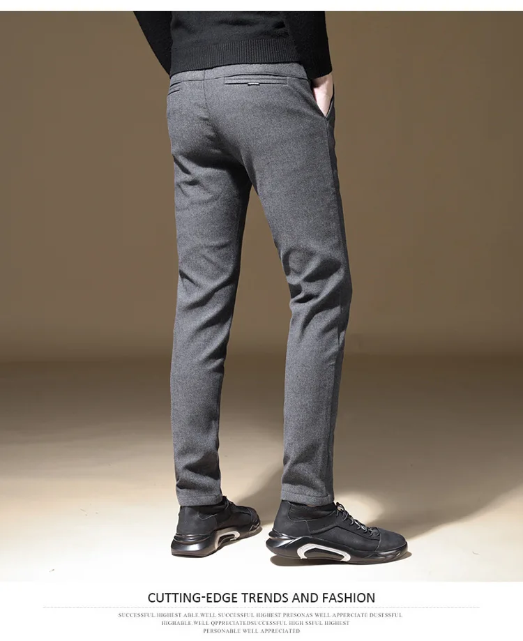 Мужские Стрейчевые брюки с теплым флисовым платьем брюки с фланелевой подкладкой Черные Серые брюки повседневные штаны Зимние 28-38