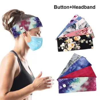 

New Arrival 4PCS Button Headband Head Wrap Hair Band Turban For Nurses Women Sports Yoga Fitness Running Workout