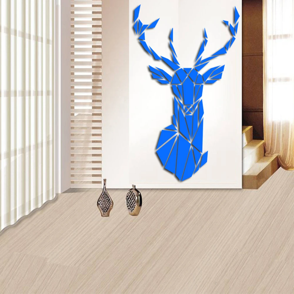 Deer Head 3D Mirror Wall Sticker Home Decoration Acrylic Mirror Sticker Mural Removable Art Decal Nordic Living Room Wall Paper 4