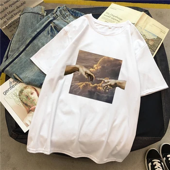 

Aesthetic Funny T-Shirt Hipster Design Tshirt Short Sleeve Oil Painting Sky Print Tops Women Tee Camiseta Oversize T-shirts