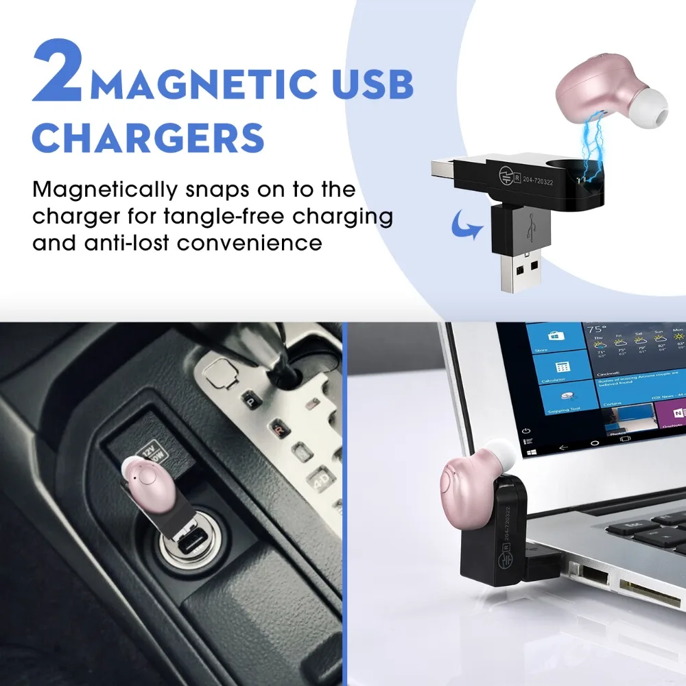 Mpow EM1 мини-наушники-вкладыши Bluetooth 4,1, одиночный беспроводной невидимый наушник, наушники-вкладыши с функцией громкой связи, чехол для переноски
