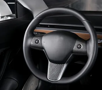 

Carbon Fiber stainless steel Wheel Steering Panel Cover Trims Fit For Tesla Model 3 Model Y 2017-2020