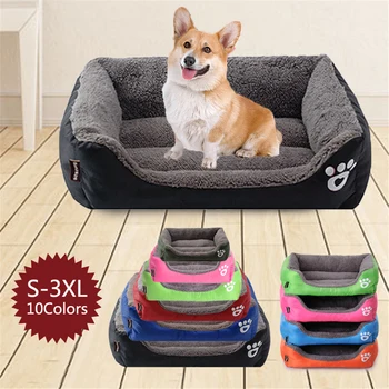 

(S-XXL) Large Pet Cat Dog Bed 8Colors Warm Cozy Dog House Soft Fleece Nest Dog Baskets Mat Autumn Winter Waterproof Kennel