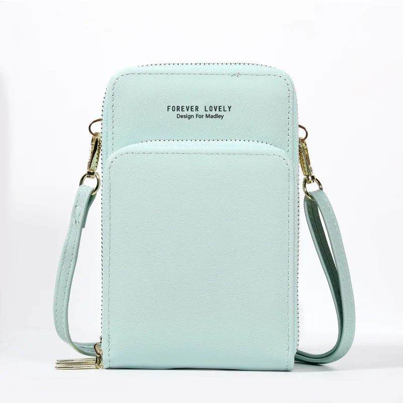 

Multi-pocket Mobile Phone Bag Women Letter Print Solid Color Zipper Coin Card Cash Pouch Wallet Crossbody Shoulder Messenger Bag