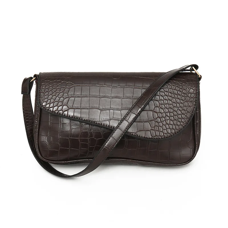 

Luxury Brand Women's Bag Alligator Baguette Shape Shoulder Bags for Lady Cover Retro Handbag Women Street Fashion Cross Body Bag