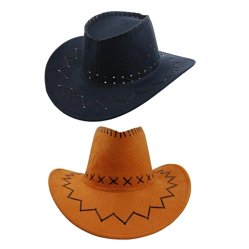 2 шт ретро унисекс джинсовая дикая западная ковбойская Родео нарядное платье аксессуар шляпы синий и оранжевый