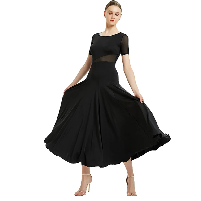 

Simple Round Neck Ballroom Dance Dress Modern Dance Flamenco Waltz Dress Standard Practice Wear Competition Costume