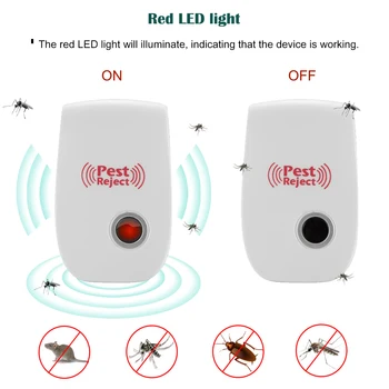 

Rodent Control Indoor Cockroach Mosquito Insect Killer Ultrasonic Pest Repeller EU/US Plug Electronic Mosquito Repellent