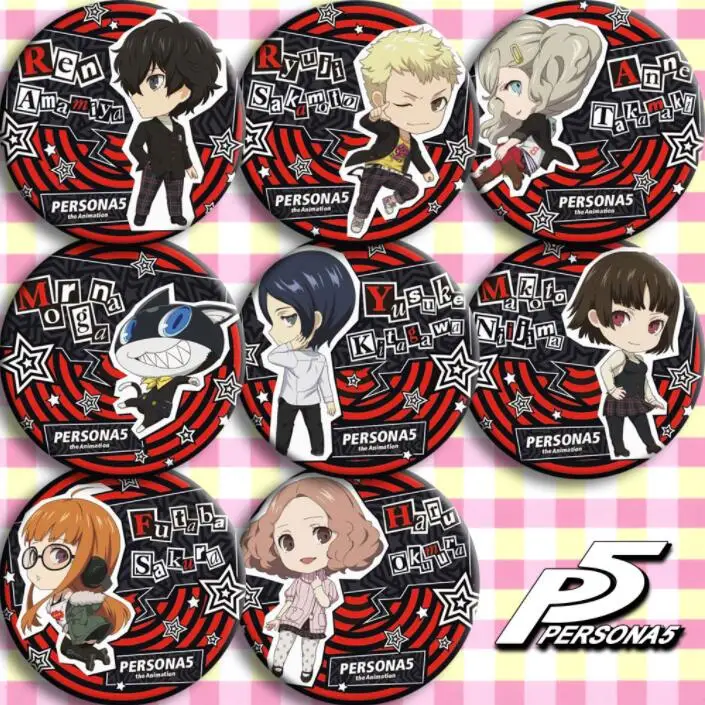 8 шт./1 лот аниме Persona 5 Ren Amamiya Ryuji Sakamoto фигурка 4871 значки круглая брошь булавка