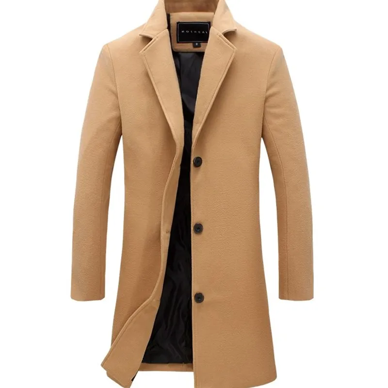 Winter Men Coat Fashion Solid Long Trench Jacket Male Vintage Single Breasted Business Mens Overcoat Plus Size Wool Blends Coat Winter Men Coat Fashion Solid Long Trench Jacket Male Vintage Single Breasted Business Mens Overcoat Plus Size Wool Blends Coat