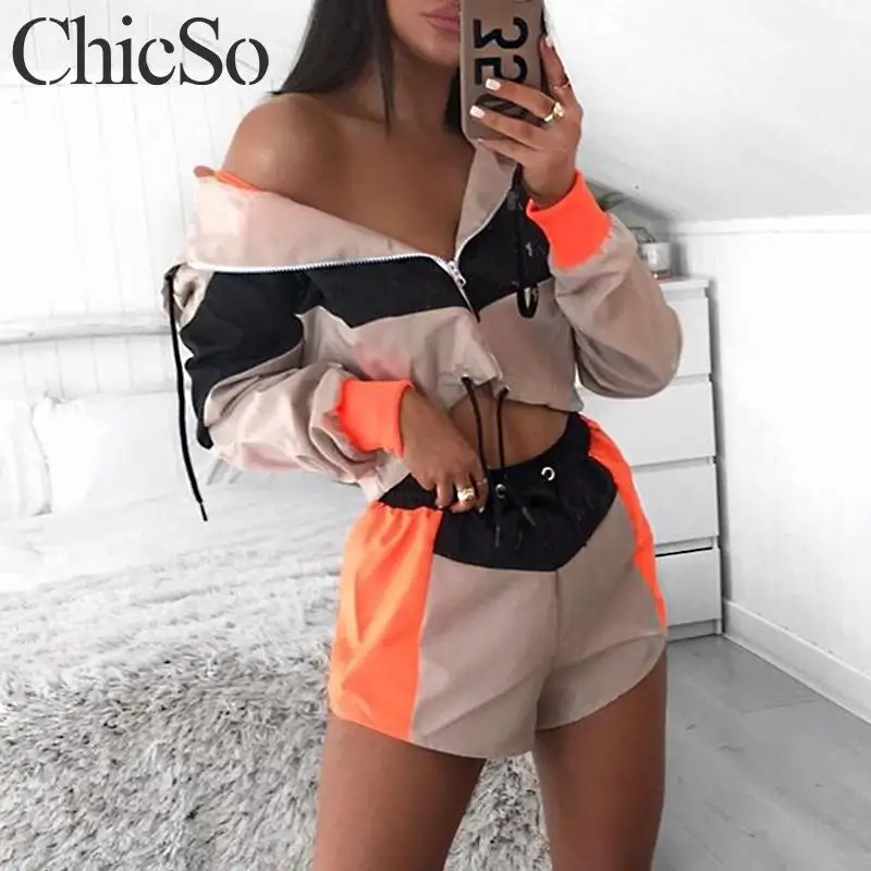 Женский Короткий комбинезон MissyChilli осенний спортивный костюм из 2 предметов на