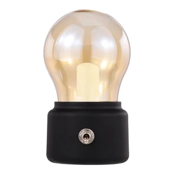 

Retro light bulb LED Rechargeable Night Light,Mini Desk Table Decor Mood Nightlight,Beside Bed Stand Lamp, Friend Office Coffee