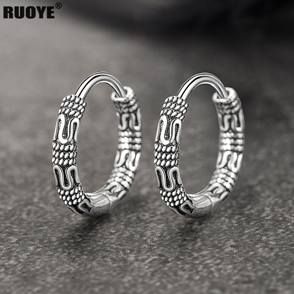 Hoop-Earrings Silver Jewelry 925-Sterling-Silver Vintage Korea Women for New