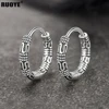 Vintage 925 Sterling Silver Hoop Earrings Pattern Earring For Women Silver Jewelry Korea New ► Photo 1/6