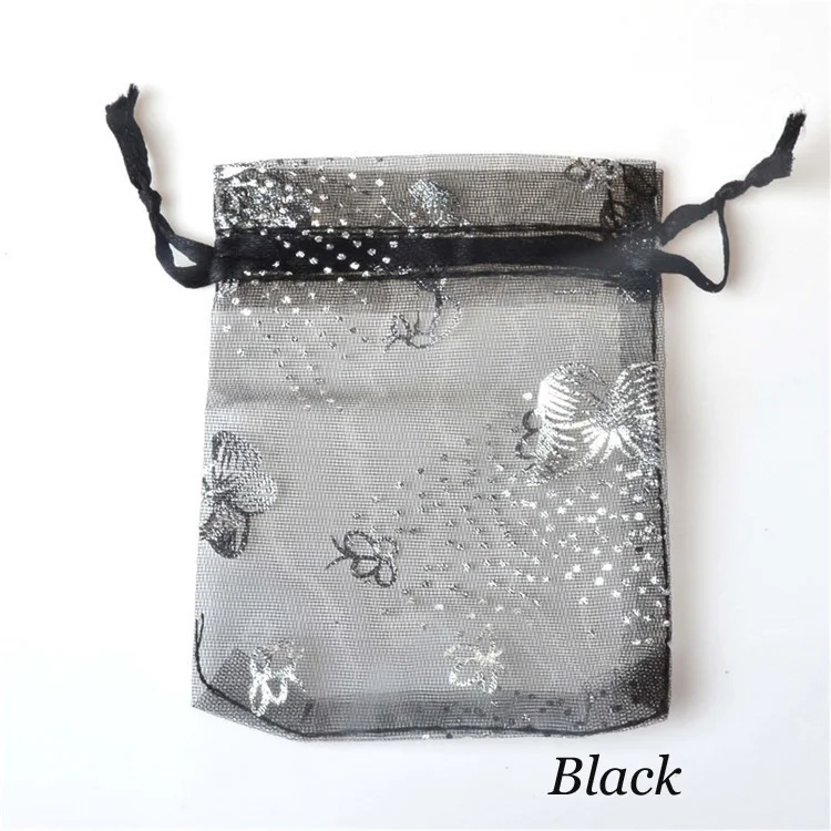 100pcs/lot Wholesale 7x9, 9x12, 11x16, 13x18 cm Butterfly Organza Wedding Candy Jewelry Packing Drawstring Pouch Decoration
