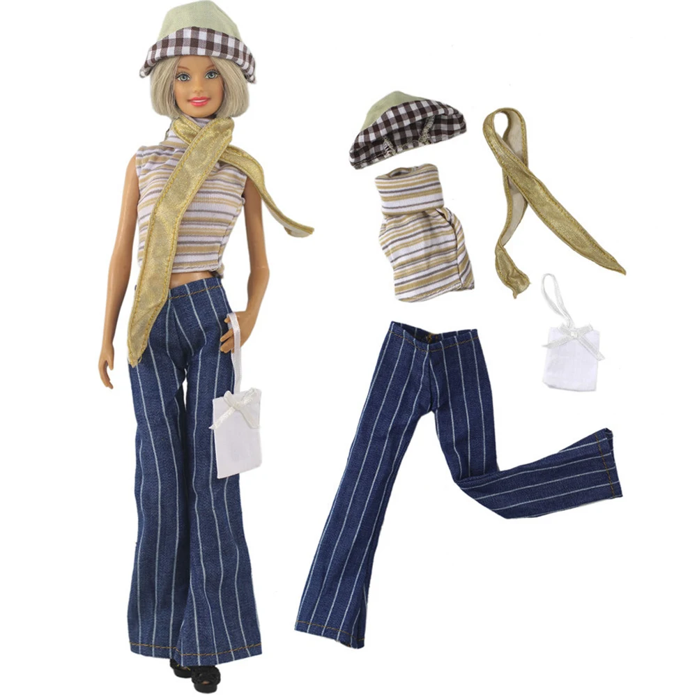 Outfit Accessories For 1/6 Dolls Barbie Clothes Model Suits Dressing Fashion Design Coat Bag Hats Shoes JJ 1 Set
