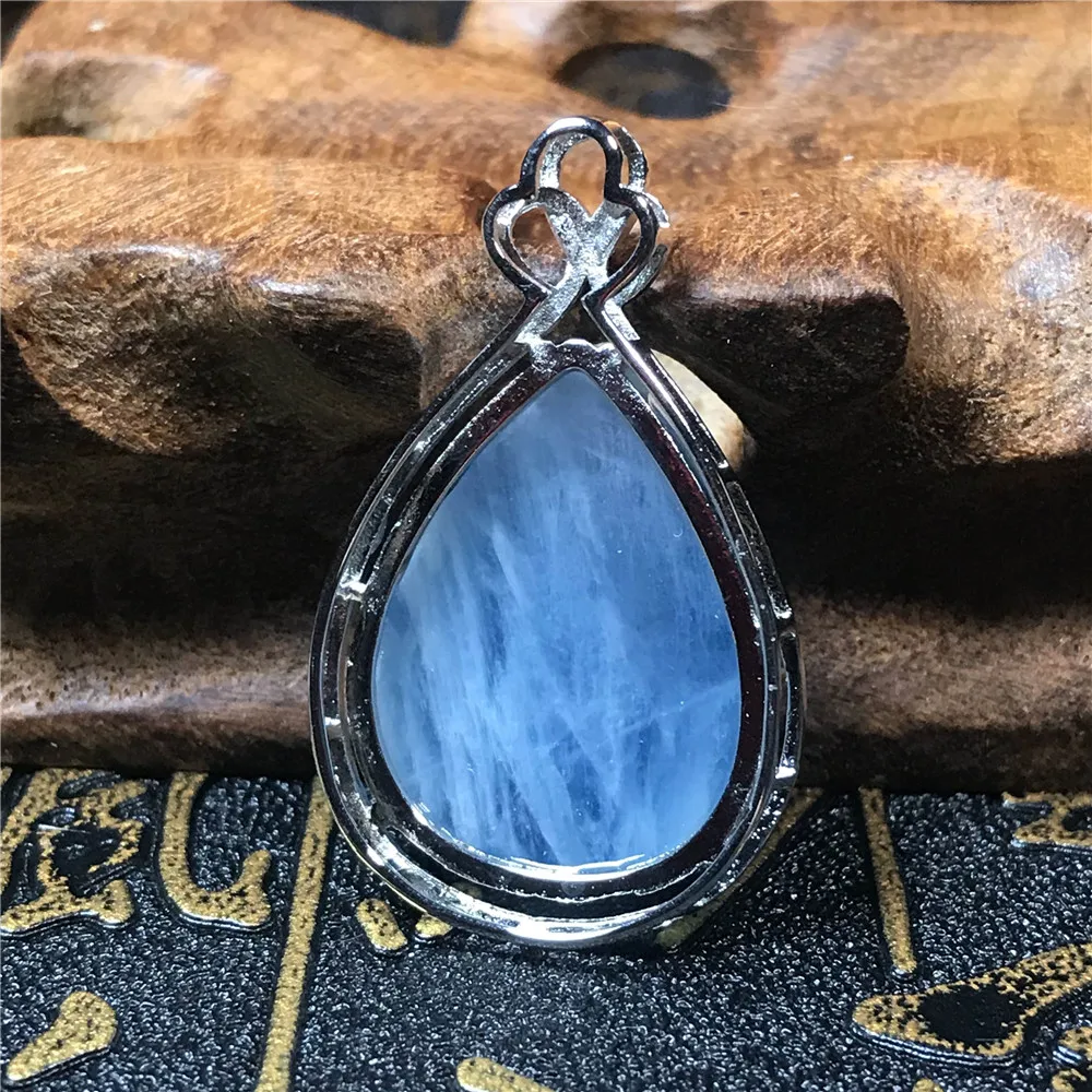 Natural Blue Aquamarine Pendant For Women Lady Crystal 36x22x11mm Water Drop Beads Natural Stone Necklace Pendant Jewelry AAAAA