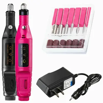 

9W Electric Nail Drill Machine 6 x Frinder Bits 6 x Sanding bands 1Set Electric Nail Drill Machine Manicure Portable File @11