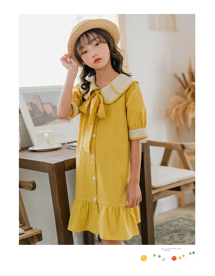 Fashion Girl Summer Clothes Children Dress 2020 New 100% Cotton Big Girls Dresses Kids School Ruffles Teen Baby Princess Dress (15)