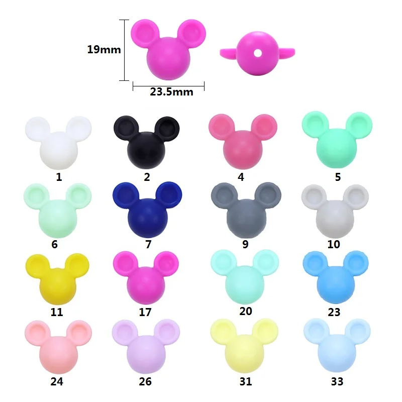 Choose color BOBO. BOX, 10 шт., Детские бусины для прорезывания зубов с Микки Маусом, пищевая форма, бусины в форме мультяшной мыши для ожерелья, не содержит бисфенол, Детские Прорезыватели, игрушки для кормления - Color: Choose color