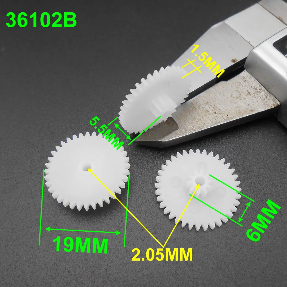 0.5 Modulus 0.5M Plastic Double Gear Reduction Bilayer Spur Hole 2.05MM 1.95MM 2MM 30T 32T 34T 36T 38T 40T 44T 46T 48T 50T 10Pcs