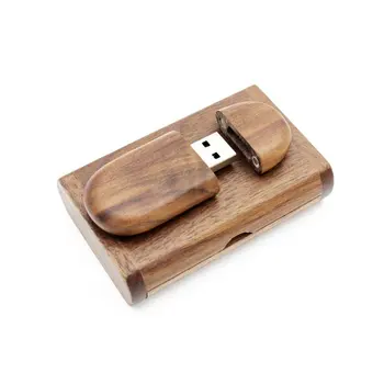 

Portable Size Walnut Wood USB 2.0 Flash Drives Memory Stick Pen Thumb U Disk Pendrive With Storage Box for Laptops Notebook