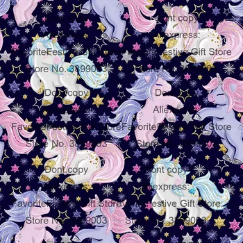 

Unicorn Horse tie dye christmas gift kids dress fabric Soft fabric handmade sewing girls diy kawaii cartoon cloth