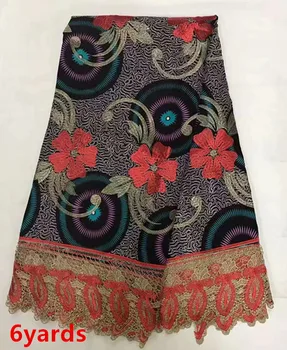 

fashion wax cloth Lace High Quality Embroidered Wax Lace Fabric 2019 African cotton Wax cloth For women dress JFSE225
