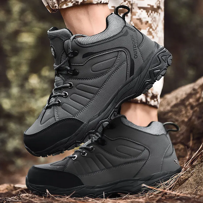 Breathable Men Hiking Boots Outdoor waterproof Hiking boots Anti-skid Leather Climbing Boots Hiking Shoes zapatillas hombre