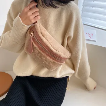 

Women Sport Patchwork Zipper Plush Waist Chest Shoulder belt Bag Fanny Pack поясная сумка сумка на пояс riñonera барсетка
