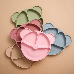 conjuntos para bebé platos para bebé kits para niños vajilla bebe cucharas para bebé platos originales plato ventosa cubiertos plato babero silicona Los niños los platos de bebé de lechón de silicona de de dibujos