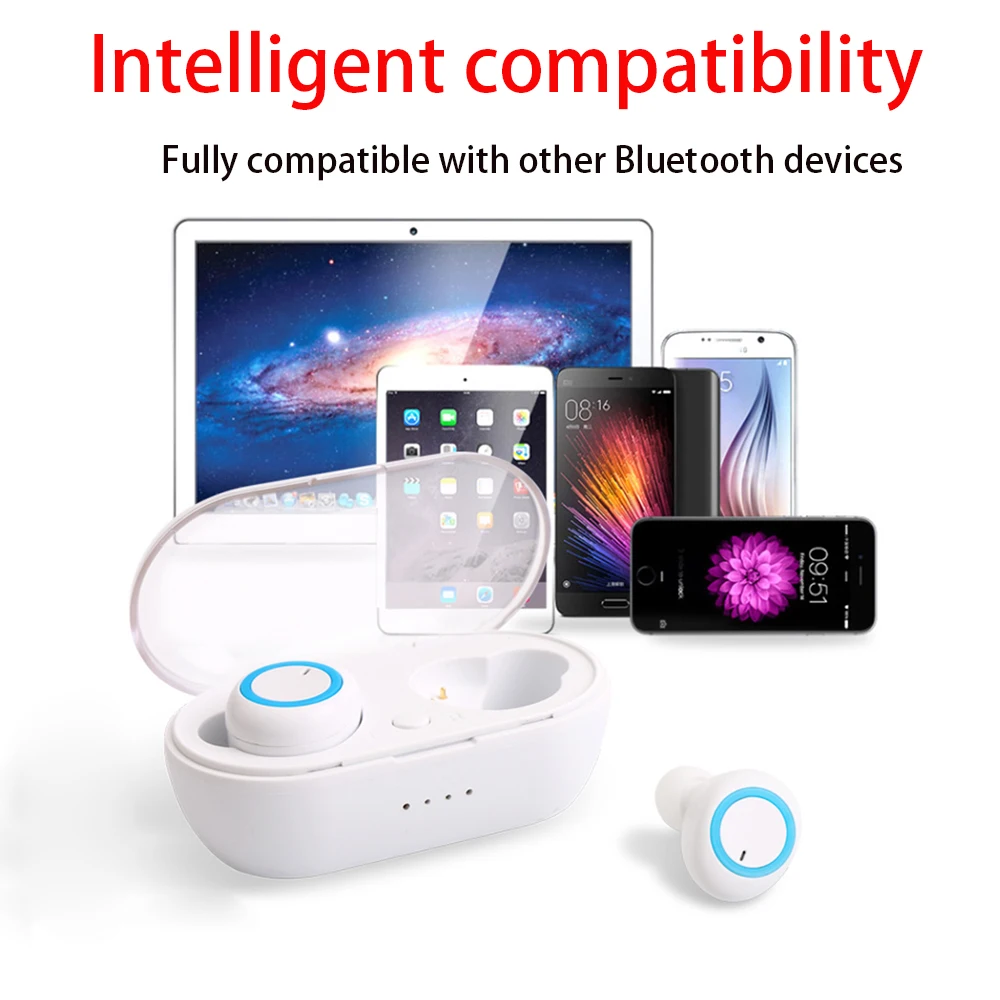 Bluetooth Wireless With Microphone Waterproof Sport TWS Bluetooth Earphones Touch Control Wireless Headsets Super Bass Earbuds