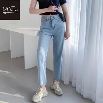 

Jeans Woman Casual Straight High Waisted Trousers Boyfriend Denim Jeans For Women Grils 2020 Summer Ankle Length Fashion Pants